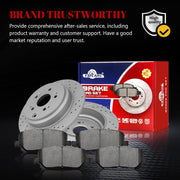 Ceramic Rear Brakes Pad and Rotors Drilled Slotted Solid Replacement Disc Brake Kits for Honda Odyssey 2011-2017/ Pilot 2009-2015, for Acura Mdx 2007-2013/ Zdx 2010-2013