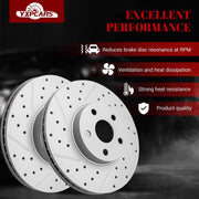 Front & Rear Drilled Slotted Rotors and Ceramic Disc Brake Pads Kit for Pontiac Vibe 2003 2004 2005 2006 Fwd, for Toyota Corolla 2005-2006 Xrs/Matrix 2003-2006 Fwd/Matrix 2007 (Rear Brake Disc)