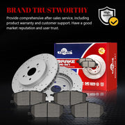 Ceramic Front Brakes Pad and Rotors Drilled Slotted Vented Replacement Disc Brake Kits for LEXUS RX330 2004 2005 2006/ RX350 2007-2009/ RX400H 2006-2008, for Toyota Highlander 2006-2007