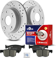 Ceramic Rear Brakes Pad and Rotors Drilled Slotted Solid Disc Brake Kits for Honda Civic 2016 - 2024