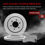 Front & Rear Drilled Slotted Rotors and Ceramic Disc Brake Pads Kit for Ford F-150 2015 2016 2017 with Electric Parking Brake