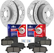 Front & Rear Drilled Slotted Rotors and Ceramic Disc Brake Pads Kit for Chevy Colorado 2015-2020, for Gmc Canyon 2015 2016 2017 2018 2019 2020