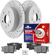 Ceramic Rear Brakes Pad and Rotors Drilled Slotted Solid Replacement Disc Brake Kits for Toyota Camry 2018 2019 2020 2021 2022 2023 Without Electric Park Brake