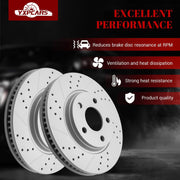 Ceramic Front Brakes Pad and Rotors Drilled Slotted Vented Replacement Disc Brake Kits for Buick Allure Lacrosse Terraza, for Chevy Uplander, for Pontiac Grand Prix Montana, for Saturn Relay