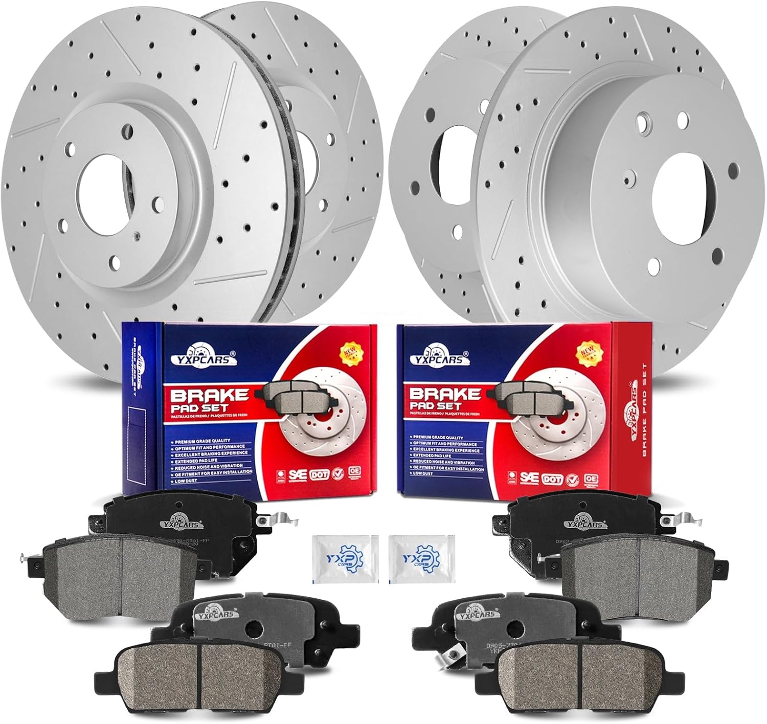 Front & Rear Drilled Slotted Rotors and Ceramic Disc Brake Pads Kit for Nissan Maxima 2004 - 2008/ Altima 2006 SE-R V6 3.5L