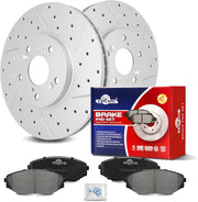 Ceramic Front Brakes Pad and Rotors Drilled Slotted Vented Replacement Disc Brake Kits for Acura Mdx 2001-2002, for Honda Odyssey 1999 2000 2001 2002 2003 2004