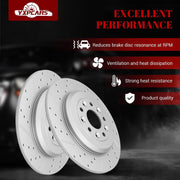 Front & Rear Drilled Slotted Rotors and Ceramic Disc Brake Pads Kit for Lincoln MKS 2011-2012/ MKT, for Ford Explorer 2011-2012/ Flex 2009-2011/ Taurus 2010-2014 2016 2017 2018 2019 Limited/SE/SEL