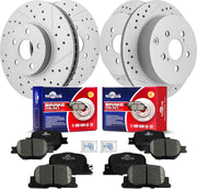 Front & Rear Drilled Slotted Rotors and Ceramic Disc Brake Pads Kit for Scion Tc 2005 2006 2007 2008 2009 2010
