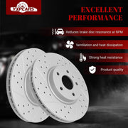 Front & Rear Drilled Slotted Rotors and Ceramic Disc Brake Pads Kit for Ford Fusion 2013 2014 2015 2016 20107 2018 2019 2020 Except Energi, for Lincoln Mkz 2013-2016 Hybrid