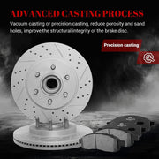 Ceramic Front Brakes Pad and Rotors Drilled Slotted Vented Replacement Disc Brake Kits for Lincoln Mark Lt 2006 2007 2008 2 Wheel Drive - 6 Lug