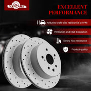 Ceramic Rear Brakes Pad and Rotors Drilled Slotted Vented Replacement Disc Brake Kits for LEXUS IS350 Base F Sport 2014-2015, for GS450H GS350 RC350 GS200T IS200T RC200T IS300 IS350 RC300