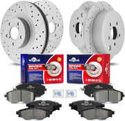Front & Rear Drilled Slotted Rotors and Ceramic Disc Brake Pads Kit for Subaru Forester 2009-2010/ Impreza 2008-2010/ Legacy Outback 2010 2011 2012 (293.5 mm Front Rotor)