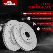 Ceramic Front Brakes Pad and Rotors Drilled Slotted Vented Replacement Disc Brake Kits for Ford Explorer 2011-2012/ Flex 2009-2011/ Taurus, for Lincoln MKS 2011-2012/ MKT 2010-2019
