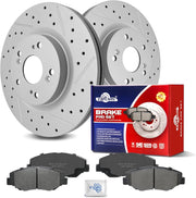 Ceramic Front Brakes Pad and Rotors Drilled Slotted Vented Disc Brake Kits for Honda Cr-V 2012-2016 with Fwd