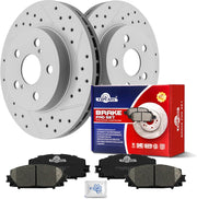 Ceramic Front Brakes Pad and Rotors Drilled Slotted Vented Replacement Disc Brake Kits for Toyota Prius 2016-2022/ Prius Prime 2017 2018 2019/ Prius Awd-E 2019-2022/ Corolla 1.8L 2020 2021 2022