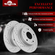 Ceramic Rear Brakes Pad and Rotors Drilled Slotted Solid Replacement Disc Brake Kits for Acura Csx 2006 2007 2008 2009 2010 2011/ Ilx 2013 2014 2015, for Honda Civic