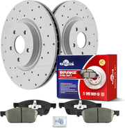 Ceramic Front Brakes Pad and Rotors Drilled Slotted Vented Replacement Disc Brake Kits for Ford Escape 1.6L, Awd; 2.0L 2013 2014 2015 2016/ Escape 1.5L, Awd; 2.0L 2017 2018