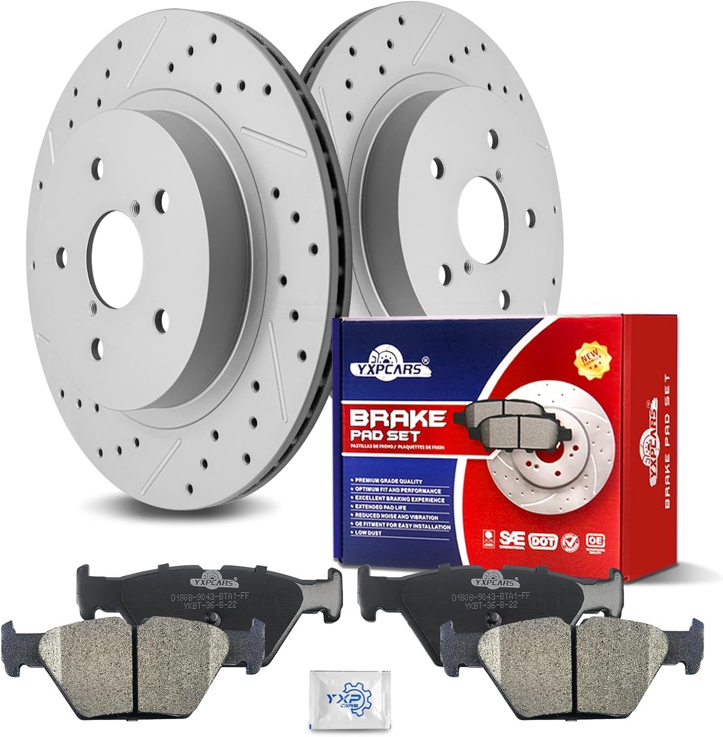 Ceramic Rear Brakes Pad and Rotors Drilled Slotted Vented Replacement Disc Brake Kits for Subaru Outback Legacy 2015 2016 2017 2018 2019 2020 2021 2022 2023