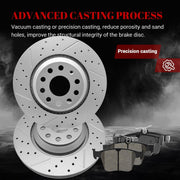 Ceramic Rear Brakes Pad and Rotors Drilled Slotted Vented Replacement Disc Brake Kits for Audi A3 Quattro 2019-2020/ Q3 2019-2022/ Audi S3 2015-2020/ Tts Quattro 2016 2017 2018 2019 2020 2021 2022