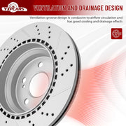 Rear Drilled and Slotted Disc Brake Rotors Replacement for Mercedes-Benz E320/ E350/ E400/ E500/ E550/ CLS400 / CLS500/ CLS550/ Glk250/ Glk350