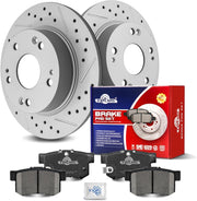 Ceramic Rear Brakes Pad and Rotors Drilled Slotted Solid Disc Brake Kits for Acura Tsx 2004-2008, for Honda Accord 2003-2004/ Accord 2005 - 2007 Gas Engine