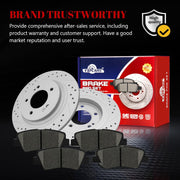 Ceramic Rear Brakes Pad and Rotors Drilled Slotted Solid Replacement Disc Brake Kits for Hyundai Azera 2016-2017 Limited/Sonata 2015 Full Hybrid Ev-Gas (Fhev) Engine with EPB