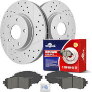 Ceramic Front Brakes Pad and Rotors Drilled Slotted Vented Disc Brake Kits for Mazda 6 2014-2018