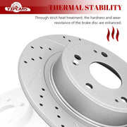 Ceramic Rear Brakes Pad and Rotors Drilled Slotted Solid Replacement Disc Brake Kits for Acura Tsx 2009-2014, for Honda Accord 2008 2009 2010 2011 2012 2013 2014 2015 2016 2017