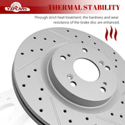 Front & Rear Drilled Slotted Rotors and Ceramic Disc Brake Pads Kit for Honda Cr-V 2012 2013 2014 2015 2016 Fwd