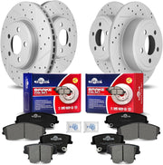 Front & Rear Drilled Slotted Rotors and Ceramic Disc Brake Pads Kit for Chrysler 300 2005-2011, for Dodge Challenger 2009-2011/ Charger 2006-2010/ Magnum 2005 - 2008
