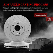 Ceramic Front Brakes Pad and Rotors Drilled Slotted Vented Replacement Disc Brake Kits for Acura Ilx 2013 2014 2015 2.4L, for Honda Civic 2012-2015 Si/Cr-V 2005-2006
