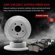 Ceramic Rear Brakes Pad and Rotors Drilled Slotted Solid Disc Brake Kits for Ford Transit Connect 2014 - 2017/ Escape 2013-2016/ C-Max 2013-2018