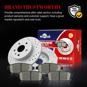Ceramic Rear Brakes Pad and Rotors Drilled Slotted Solid Replacement Disc Brake Kits for Buick Encore 2013-2017, for Chevry Cruze Limited 2016/ Cruze 2011 2012 2013 2014 2015/ Sonic Trax 2013-2017