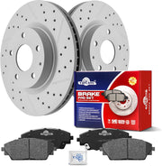 Ceramic Front Brakes Pad and Rotors Drilled Slotted Vented Replacement Disc Brake Kits for MAZDA CX-3 AWD 2016 2017 2018 2019 2020/3 2017-2018 with EPB