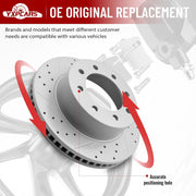 Front Drilled and Slotted Disc Brake Rotors for Dodge Ram 1500 2006 8 Lug Except Srt-10, for Dodge Ram 1500 2007-2008 8 Lug, for Dodge Ram 2500/3500 2003 2004-2008, for Dodge Ram 3500 2005-2008