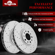 Front & Rear Drilled Slotted Rotors and Ceramic Disc Brake Pads Kit Replacement for Dodge Dart 2013 2014 2015 2016