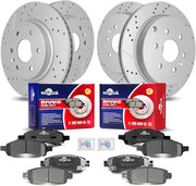 Front & Rear Drilled Slotted Rotors and Ceramic Disc Brake Pads Kit for Buick Enclave 2008-2017, for Chevy Traverse 2009-2017, for Saturn Outlook 2007-2010, for Gmc Acadia (Limited)