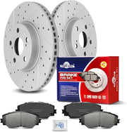 Ceramic Front Brakes Pad and Rotors Drilled Slotted Vented Replacement Disc Brake Kits for Pontiac Vibe 2009 2010 1.8L, for Scion Xd 2008-2014, for Toyota Corolla 2009-2018/ Matrix 2009-2014 1.8L