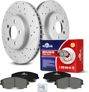 Ceramic Front Brakes Pad and Rotors Drilled Slotted Vented Replacement Disc Brake Kits for Dodge Charger/Challenger/Magnum, for Chrysler 300