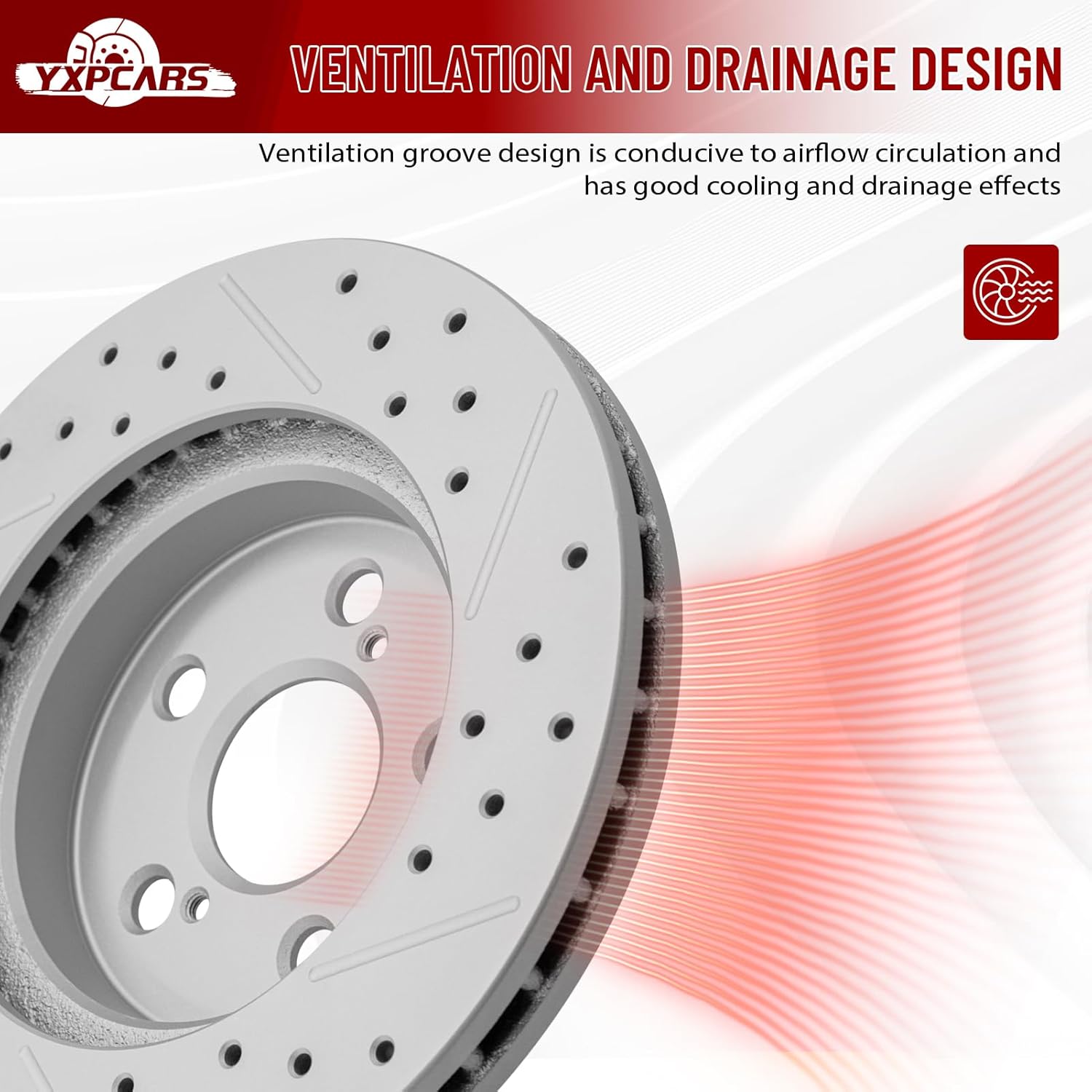 Front Drilled and Slotted Disc Brake Rotors Replacement for Toyota Prius 2016-2022/ Prius Awd-E 2019-2022/ Prius Prime 2017 2018 2019/ Corolla 2020 2021 2022 1.8L L4 (255.0 mm)