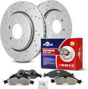 Ceramic Front Brakes Pad and Rotors Drilled Slotted Vented Replacement Disc Brake Kits for Ford Expedition 2007-2009, for Lincoln Navigator 2007 2008 2009