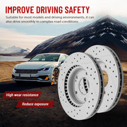 Front Drilled and Slotted Disc Brake Rotors Replacement for Hyundai Elantra 2007-2008/ Elantra Sedan 2009-2010