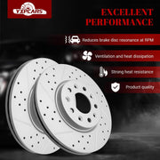 Ceramic Front Brakes Pad and Rotors Drilled Slotted Vented Replacement Disc Brake Kits for Gmc Terrain 2018-2020, for Chevy Malibu 2016 2017 2018 2019/ Equinox 2018-2019/ Equinox 1.5L 2020