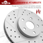 Ceramic Front Brakes Pad and Rotors Drilled Slotted Vented Replacement Disc Brake Kits for Pontiac Vibe 2003-2008, for Toyota Matrix Corolla 2003 2004 2005 2006 2007 2008