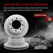Ceramic Rear Brakes Pad and Rotors Drilled Slotted Vented Replacement Disc Brake Kits for Ford F-350 Super Duty Standard Cab Pickup/Extended Cab Pickup/Crew Cab Pickup 2015-2016 with Single Rear Wheel