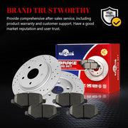 Ceramic Rear Brakes Pad and Rotors Drilled Slotted Solid Replacement Disc Brake Kits for Dodge Journey 2013/ Grand Caravan 2012 2013 2014 2015 2016 (With Single Piston Front Caliper)