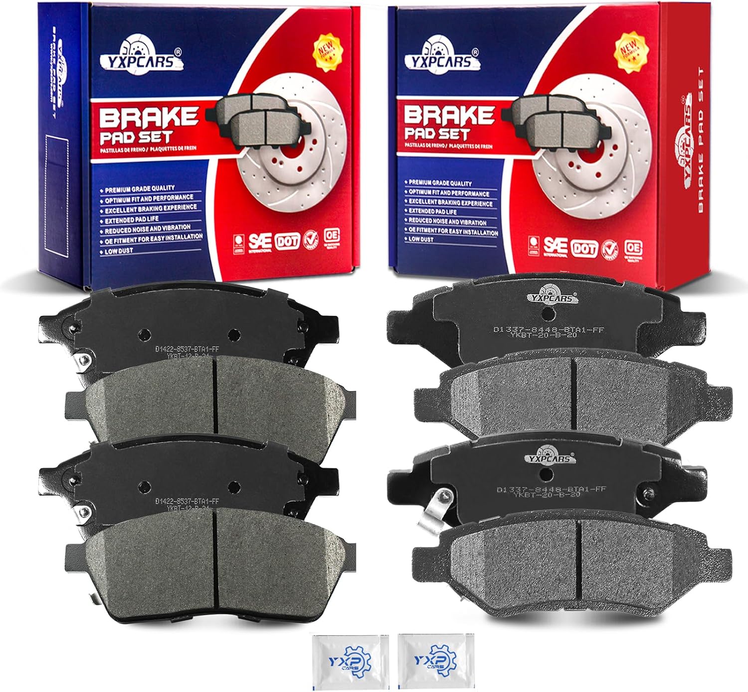 Front and Rear Ceramic Disc Brake Pads Set Replacement for Cadillac Srx 2010 2011 2012 2013 2014 2015 201, for Saab 9-4X 2011