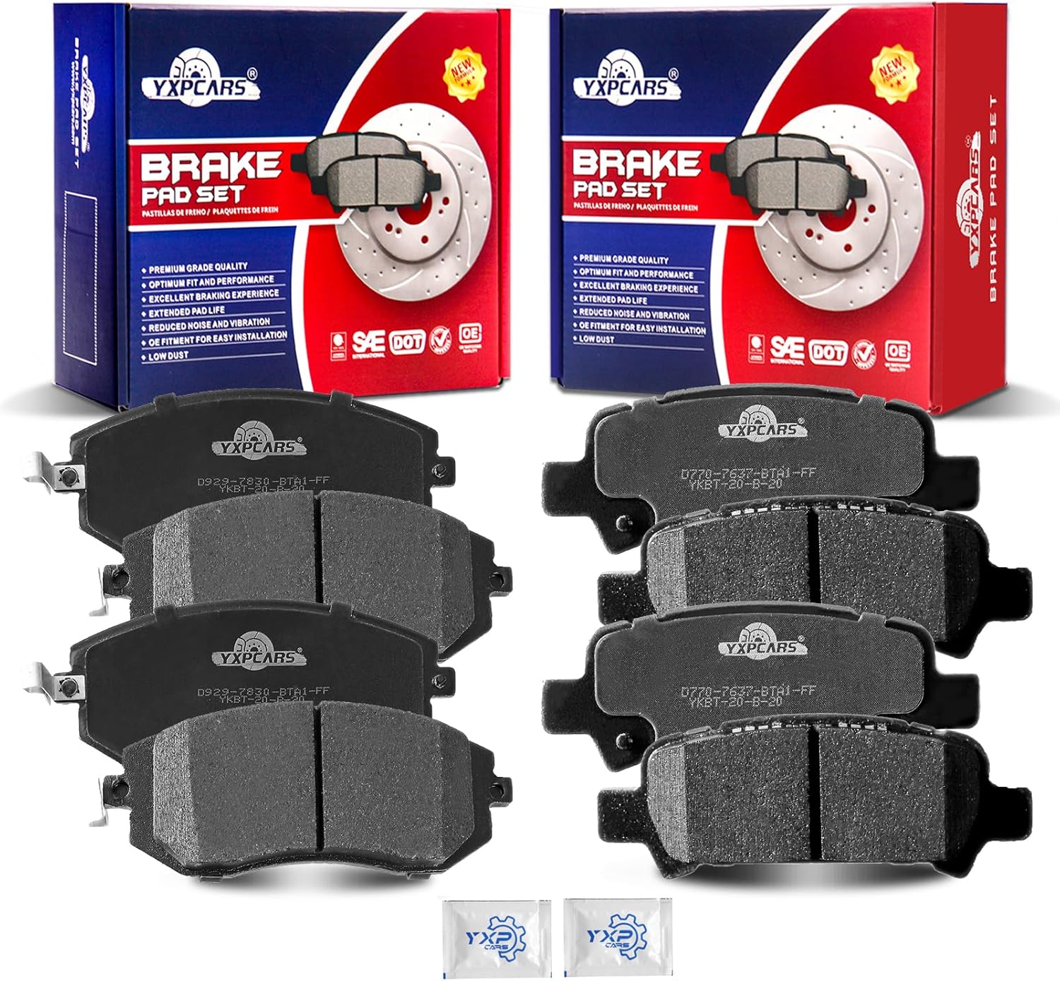 Ceramic Disc Brake Pads Set Front and Rear Replacement for Subaru Baja 2003 2004 2005 2006/ Forester 2003/ Impreza 2002-2003/ Legacy 2002-2004 2008/ Outback 2002-2004