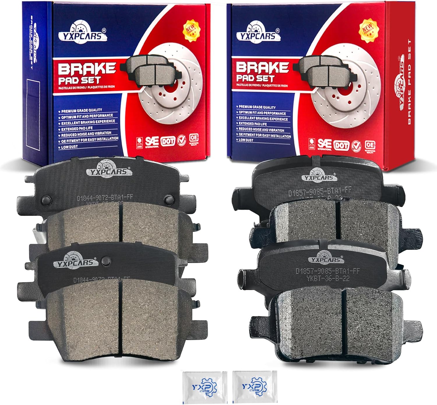Ceramic Disc Brake Pads Set Front and Rear Replacement for Chevry Bolt EUV 2022 LT/Bolt EV 2017 2018 2019 2020 2021 2022 2023/ Cruze 2016-2019/ Volt 2016-2019