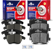 Front and Rear Ceramic Disc Brake Pads Set Replacement for Volkswagen CC 2009-2010 EOS 2007-2011 Golf 2010 Gti 2006-2010 for Jetta 2005-2010, for Audi A3 Quattro 2006 2008 2009 2010